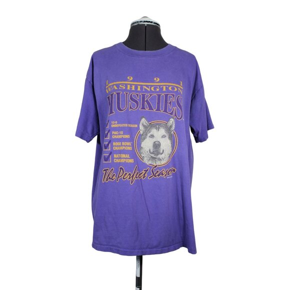 Washington Huskies collegiate 90s vintage short sleeve single stitch t-shirt‎ XL - Picture 1 of 14